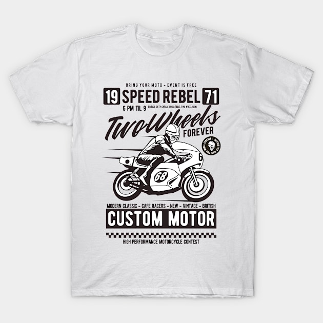 Two Wheels Forever, Vintage Retro Classic T-Shirt by CoApparel